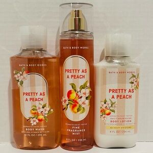 Bath & Body NEW Pretty As A Peach Fragrance Mist, Body Lotion & Body Wash